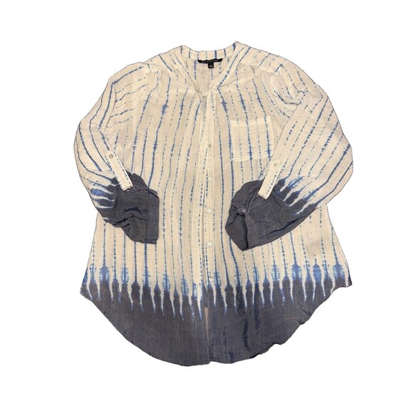Zac & Rachel Tops - Zac & Rachel Women's Size XL Shirt Button Up Roll Tab Sleeve Blue & White Stripe